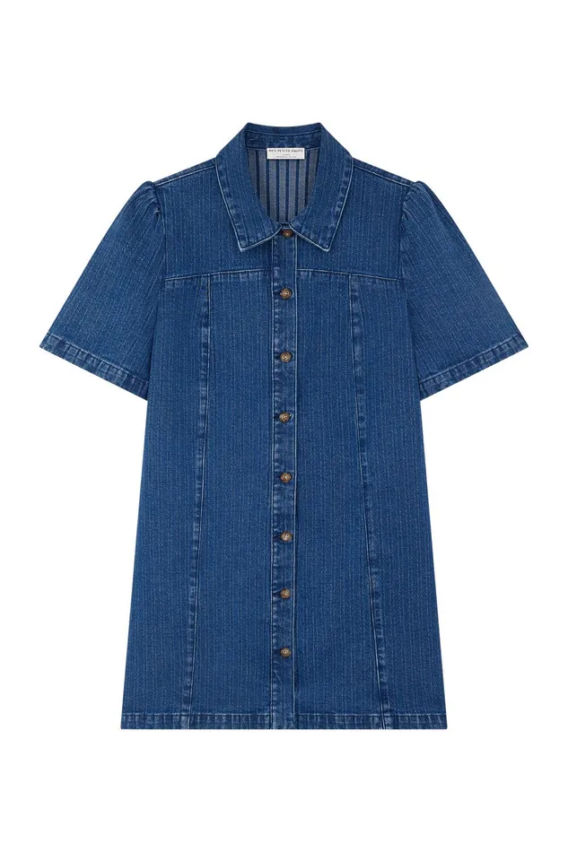Women Dress Loumina Middle Blue Robe Coton Bleu Des Petits Hauts Denim