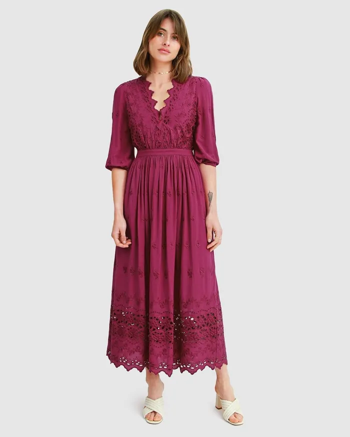 Women Dresses Belle and Bloom All Eyes On Me Midi Dress 8211 Burgundy