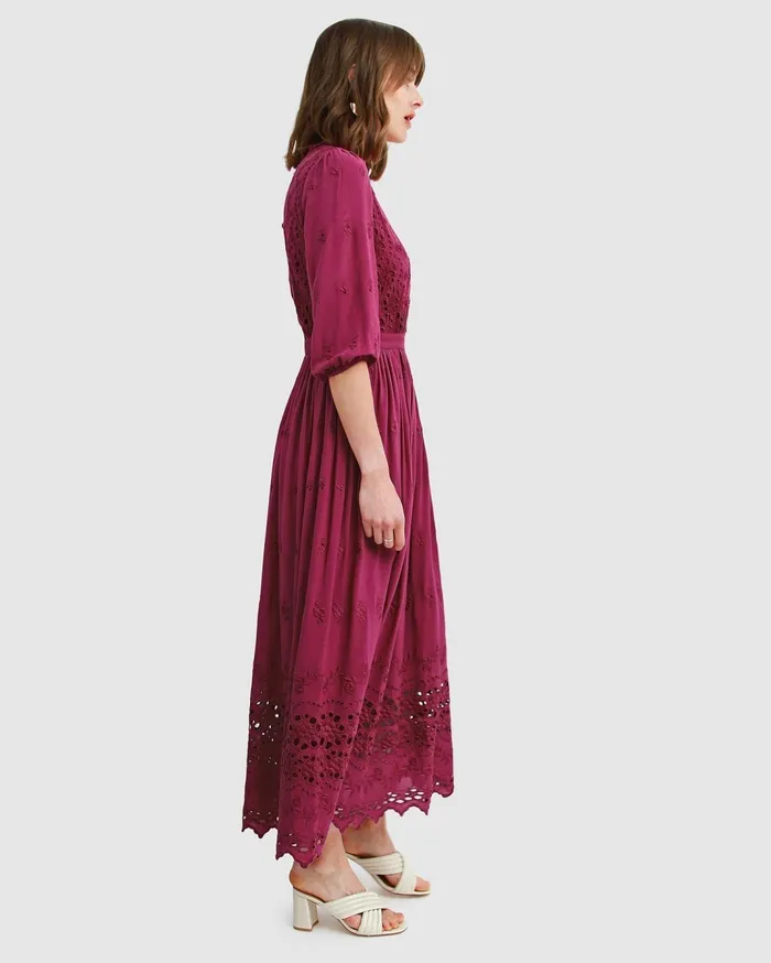 Women Dresses Belle and Bloom All Eyes On Me Midi Dress 8211 Burgundy