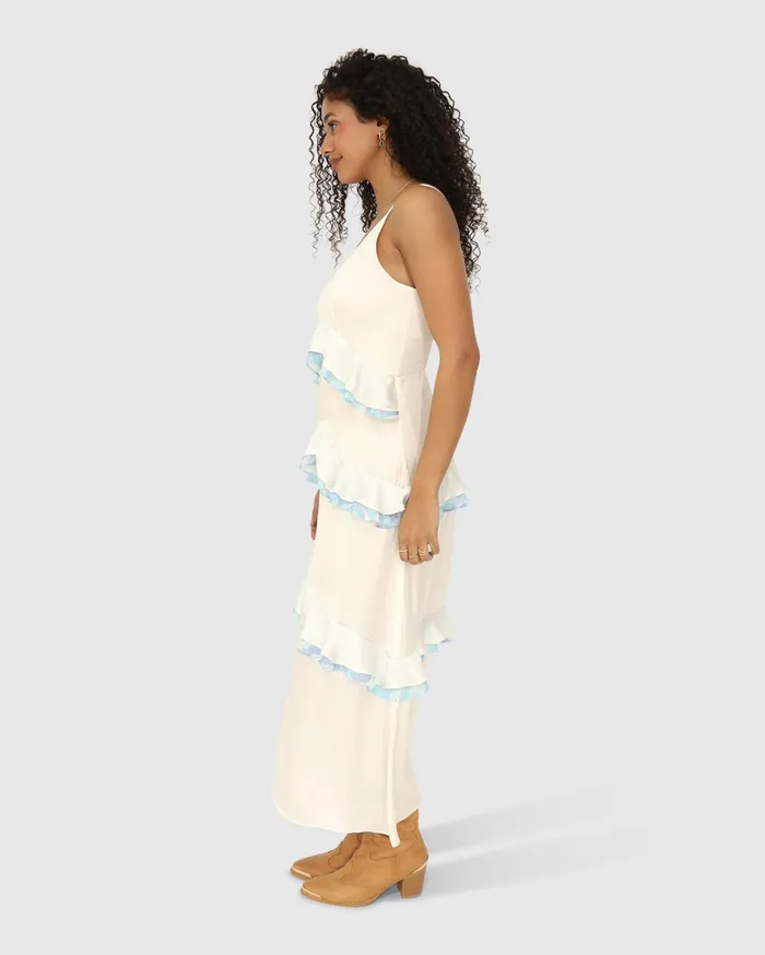 Women Dresses Belle and Bloom Lovely Day Ruffle Maxi Dress 8211 White