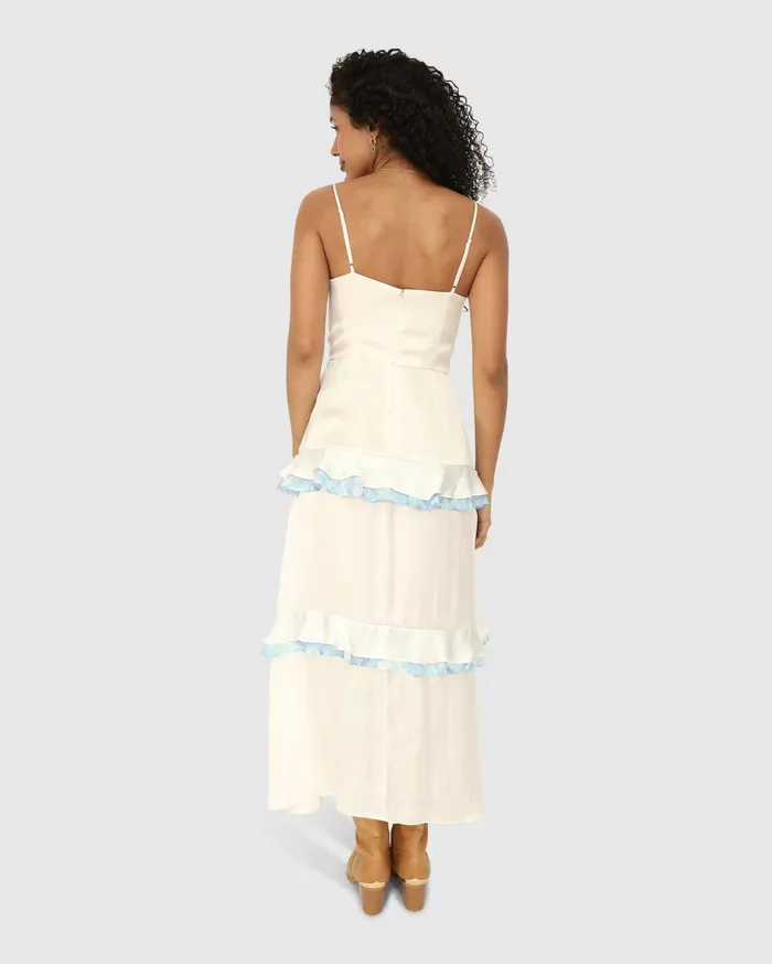Women Dresses Belle and Bloom Lovely Day Ruffle Maxi Dress 8211 White