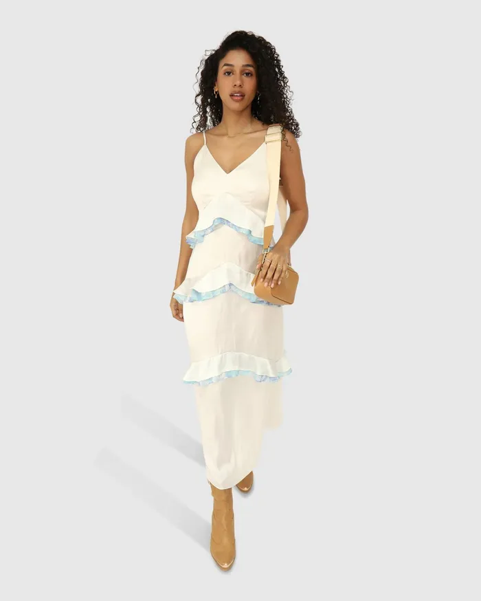 Women Dresses Belle and Bloom Lovely Day Ruffle Maxi Dress 8211 White