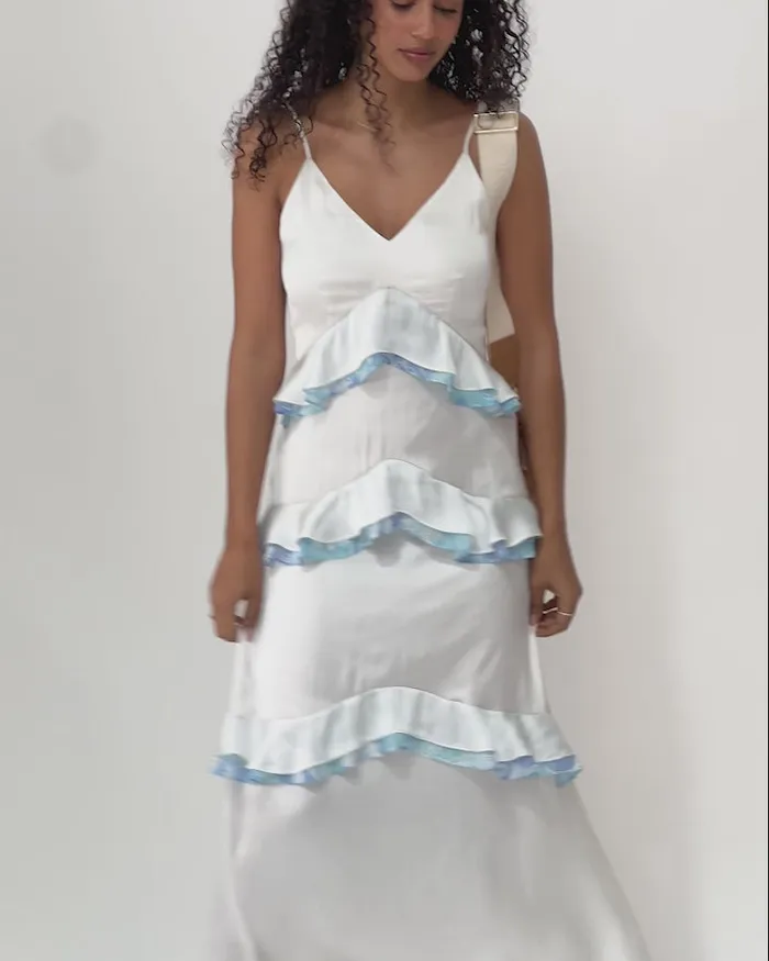 Women Dresses Belle and Bloom Lovely Day Ruffle Maxi Dress 8211 White