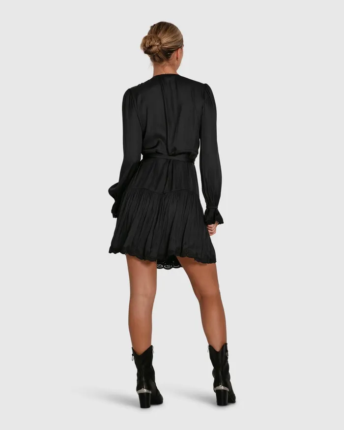 Women Dresses Belle and Bloom Wild Flower Embroidered Wrap Dress 8211 Black