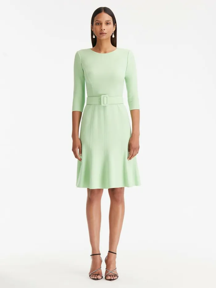 Women Dresses Oscar De La Renta 34 Sleeve Belted Midi Dress Pistachio