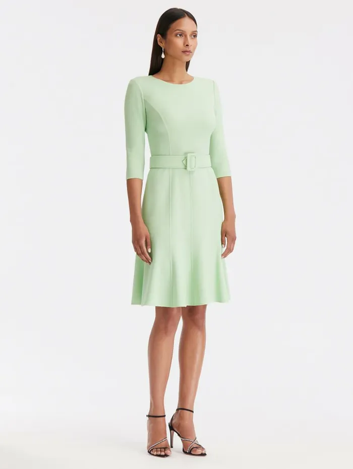 Women Dresses Oscar De La Renta 34 Sleeve Belted Midi Dress Pistachio Women Dresses Oscar De La Renta 34 Sleeve Belted Midi Dress Pistachio