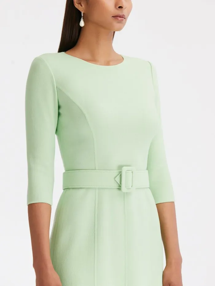 Women Dresses Oscar De La Renta 34 Sleeve Belted Midi Dress Pistachio Women Dresses Oscar De La Renta 34 Sleeve Belted Midi Dress Pistachio