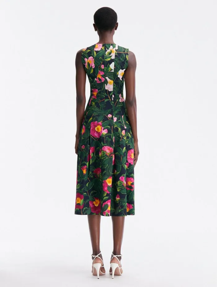 Women Dresses Oscar De La Renta Camellia Cotton Poplin Midi Dress Pinknavy Women Dresses Oscar De La Renta Camellia Cotton Poplin Midi Dress Pinknavy