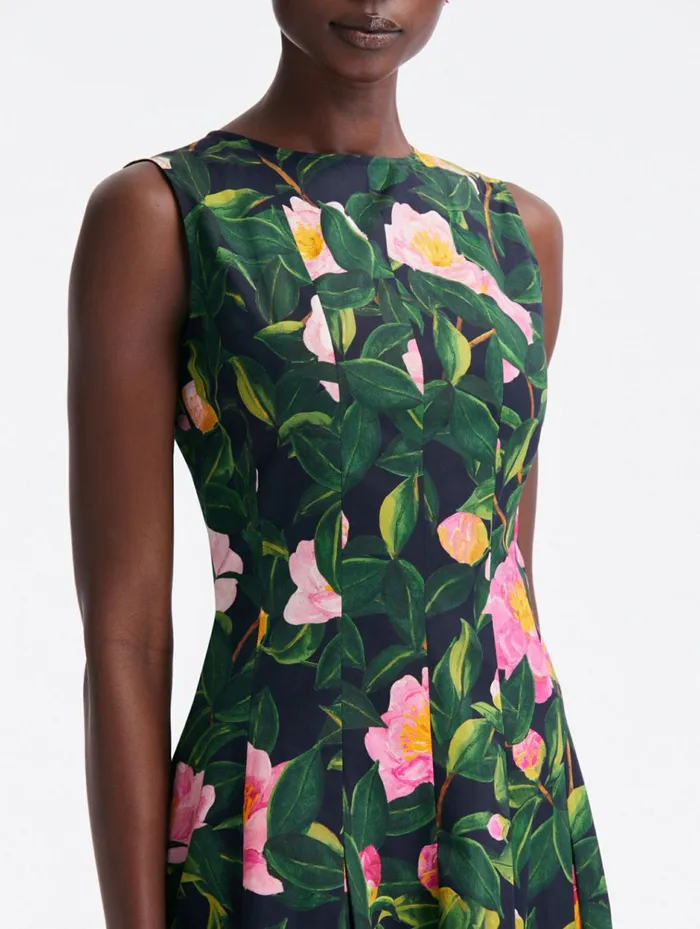 Women Dresses Oscar De La Renta Camellia Cotton Poplin Midi Dress Pinknavy Women Dresses Oscar De La Renta Camellia Cotton Poplin Midi Dress Pinknavy