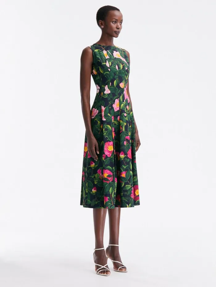 Women Dresses Oscar De La Renta Camellia Cotton Poplin Midi Dress Pinknavy Women Dresses Oscar De La Renta Camellia Cotton Poplin Midi Dress Pinknavy