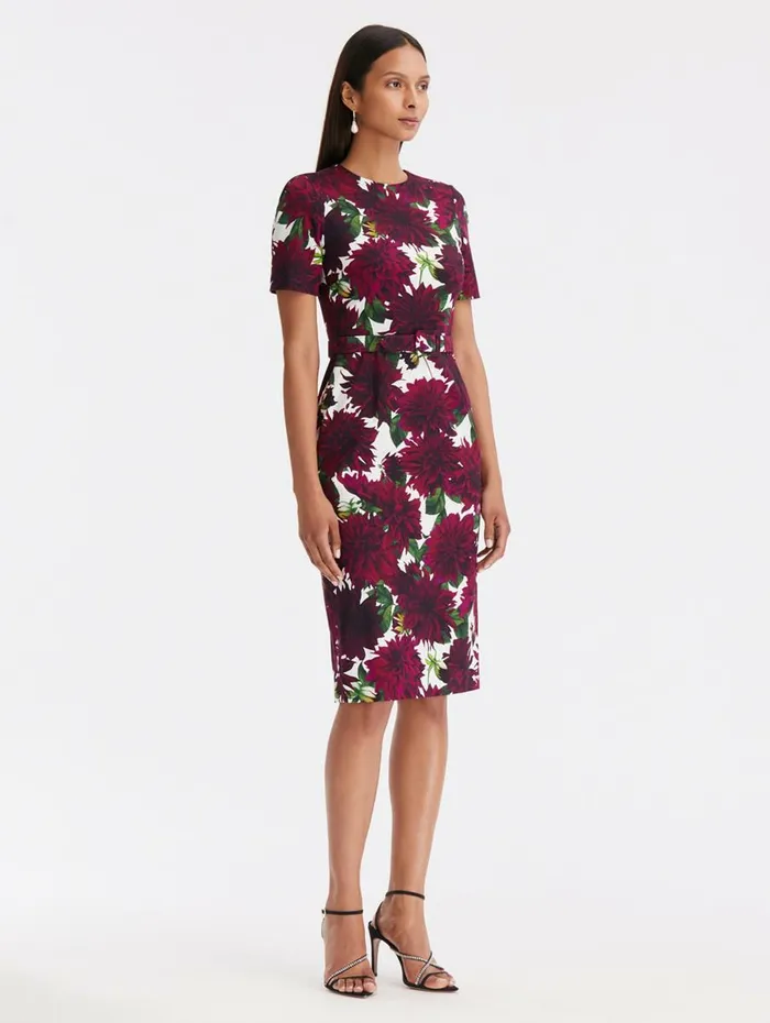 Women Dresses Oscar De La Renta Dahlia Twill Pencil Dress Burgundywhite Women Dresses Oscar De La Renta Dahlia Twill Pencil Dress Burgundywhite