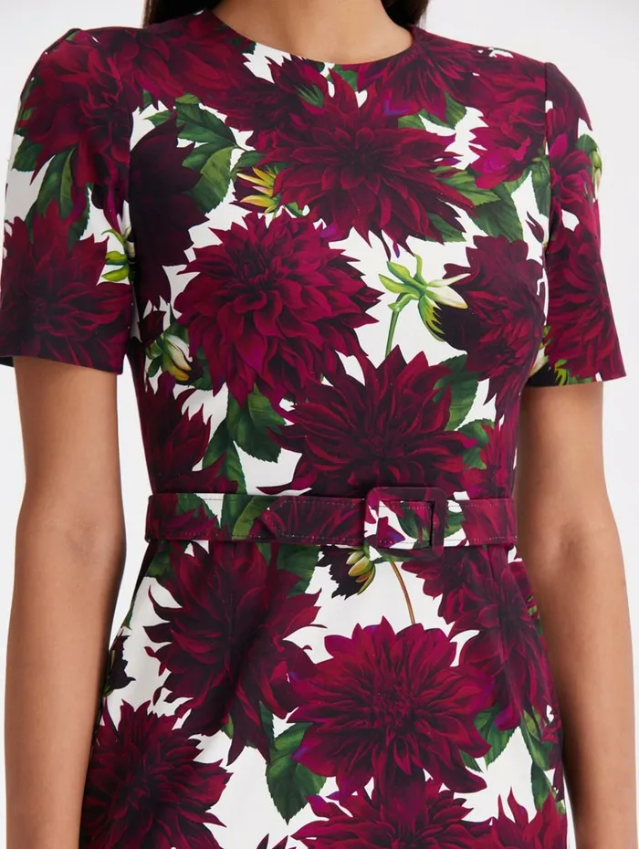 Women Dresses Oscar De La Renta Dahlia Twill Pencil Dress Burgundywhite Women Dresses Oscar De La Renta Dahlia Twill Pencil Dress Burgundywhite