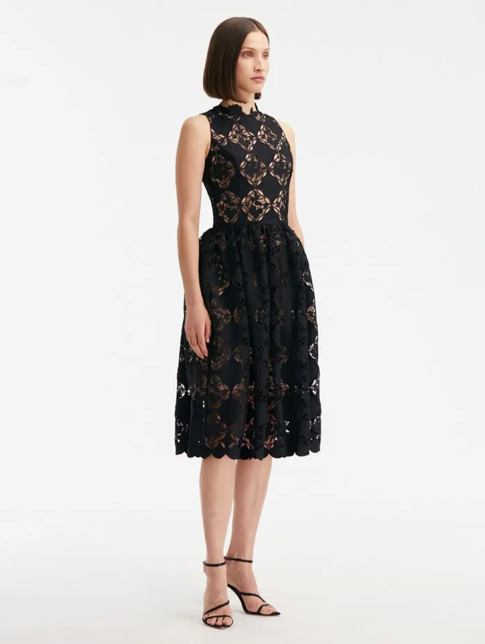 Women Dresses Oscar De La Renta Gardenia Guipure Eyelet Dress Black Women Dresses Oscar De La Renta Gardenia Guipure Eyelet Dress Black