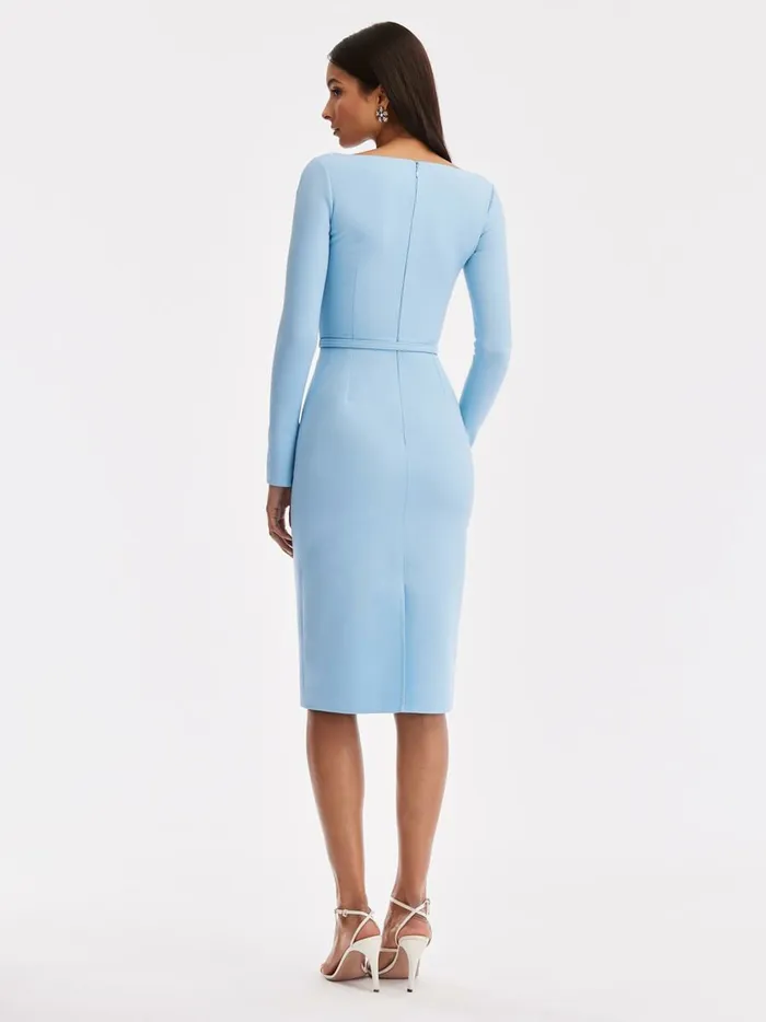 Women Dresses Oscar De La Renta Scoop Neck Pencil Dress Baby Blue Women Dresses Oscar De La Renta Scoop Neck Pencil Dress Baby Blue