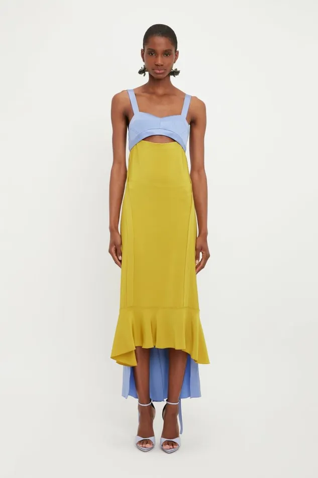 Women Dresses Victoria Beckham Bra Detail Maxi Dress In Lime