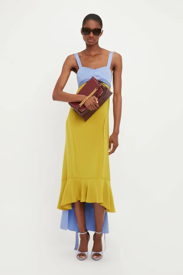 Women Dresses Victoria Beckham Bra Detail Maxi Dress In Lime