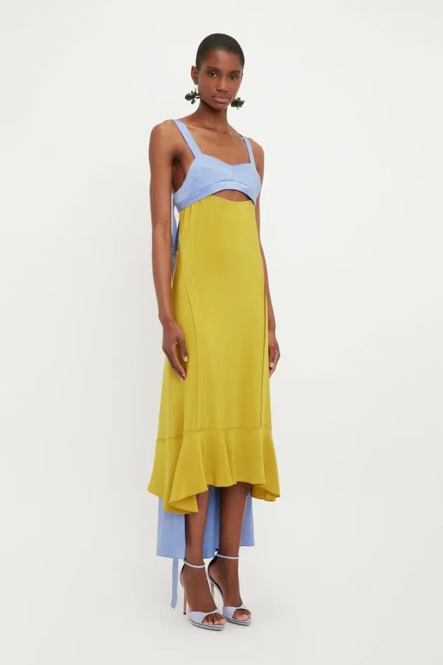 Women Dresses Victoria Beckham Bra Detail Maxi Dress In Lime