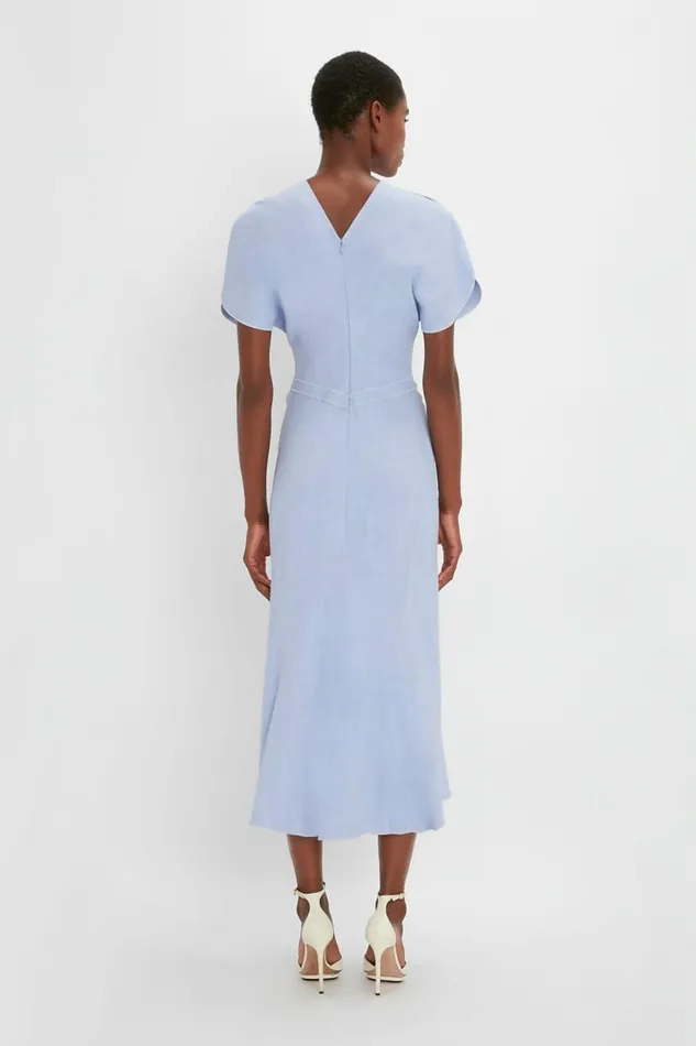 Women Dresses Victoria Beckham Gathered Waist Midi Dress In Frost