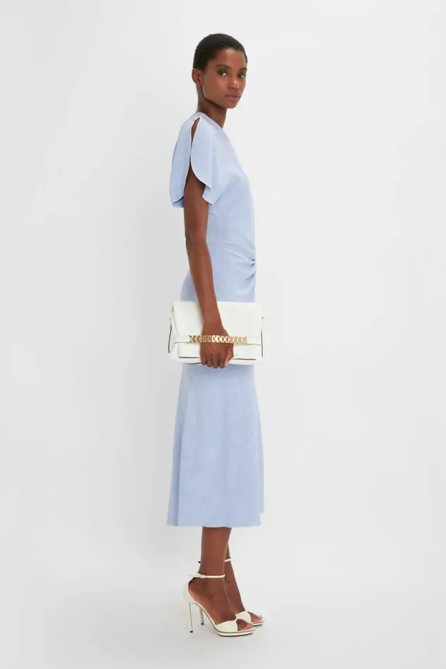 Women Dresses Victoria Beckham Gathered Waist Midi Dress In Frost