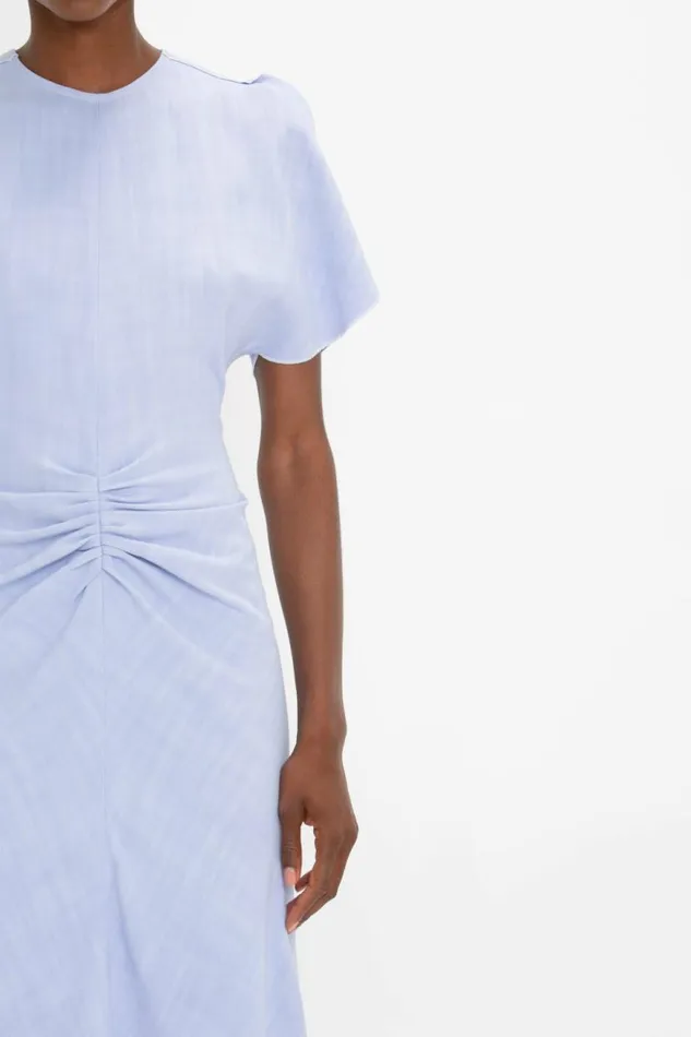 Women Dresses Victoria Beckham Gathered Waist Midi Dress In Frost