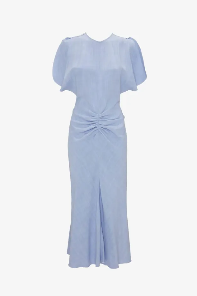 Women Dresses Victoria Beckham Gathered Waist Midi Dress In Frost
