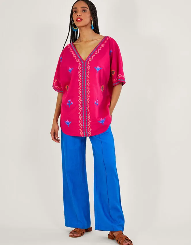 Women Drop Sleeve Embroidered Top Pink Monsoon Tops and Blouses