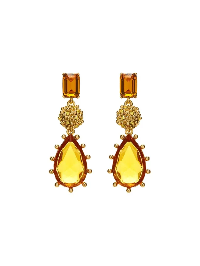 Women Earrings Oscar De La Renta Crystal Baroque Drop Earrings Topaz Multi