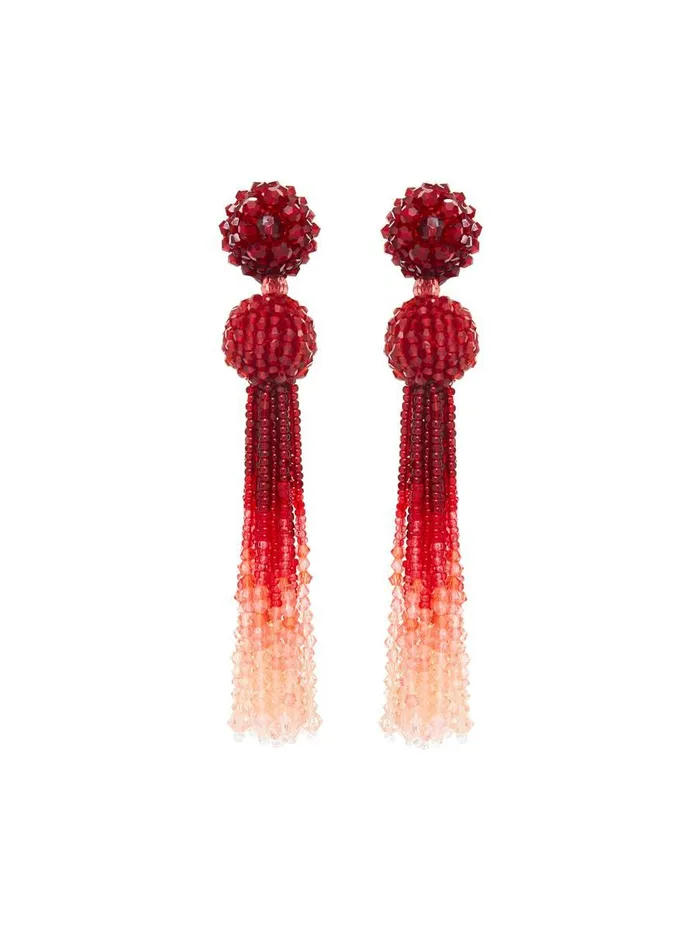 Women Earrings Oscar De La Renta Degrade Long Tassel Earrings Lilac Multi