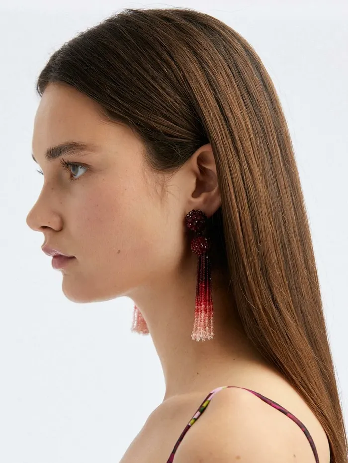 Women Earrings Oscar De La Renta Degrade Long Tassel Earrings Lilac Multi Women Earrings Oscar De La Renta Degrade Long Tassel Earrings Lilac Multi