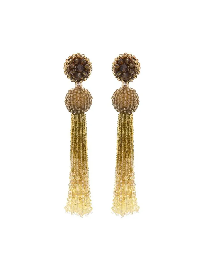 Women Earrings Oscar De La Renta Degrade Long Tassel Earrings Olive