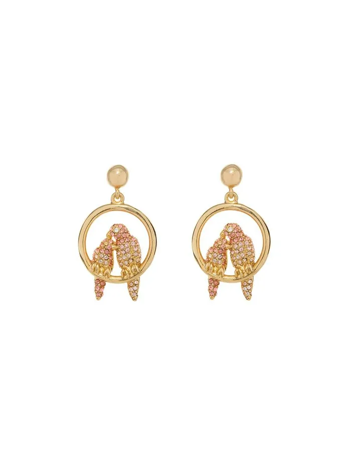 Women Earrings Oscar De La Renta Lovebird Hoop Earrings Rose Multi