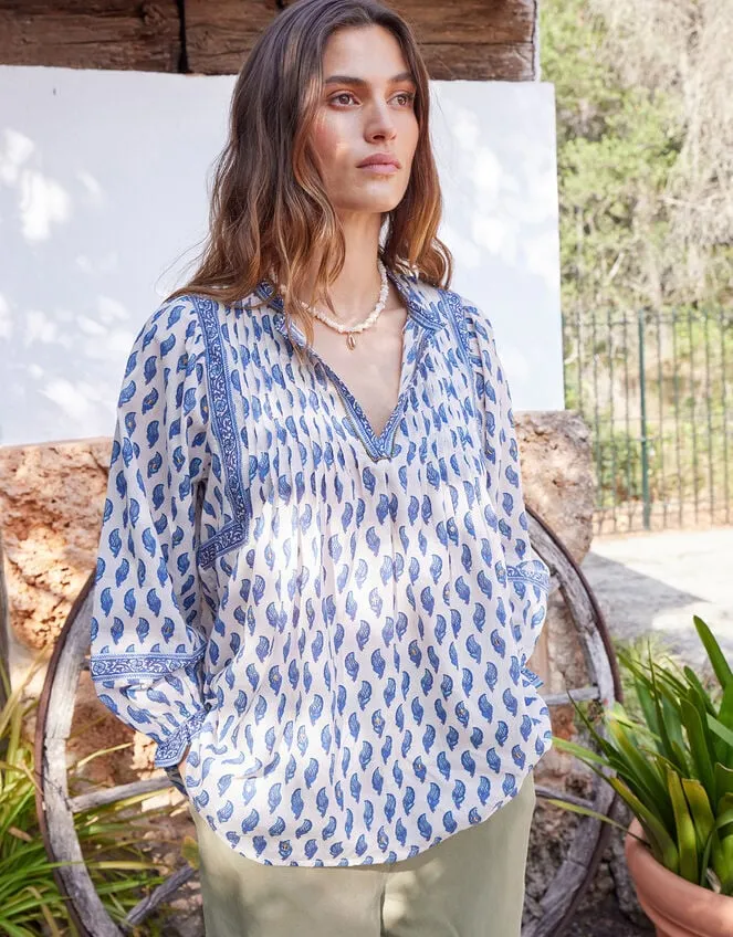 Women East Embellished Long Sleeve Blouse Blue Monsoon Tops and Blouses
