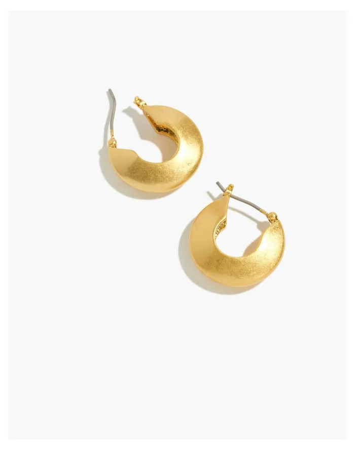 Women Edged Chunky Small Hoop Earrings Vintage Gold Madewell Earrings