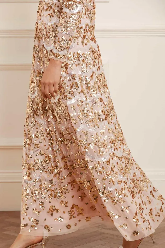 Women Embellished Dresses Needle and Thread Alicia Scallop Gown Gold