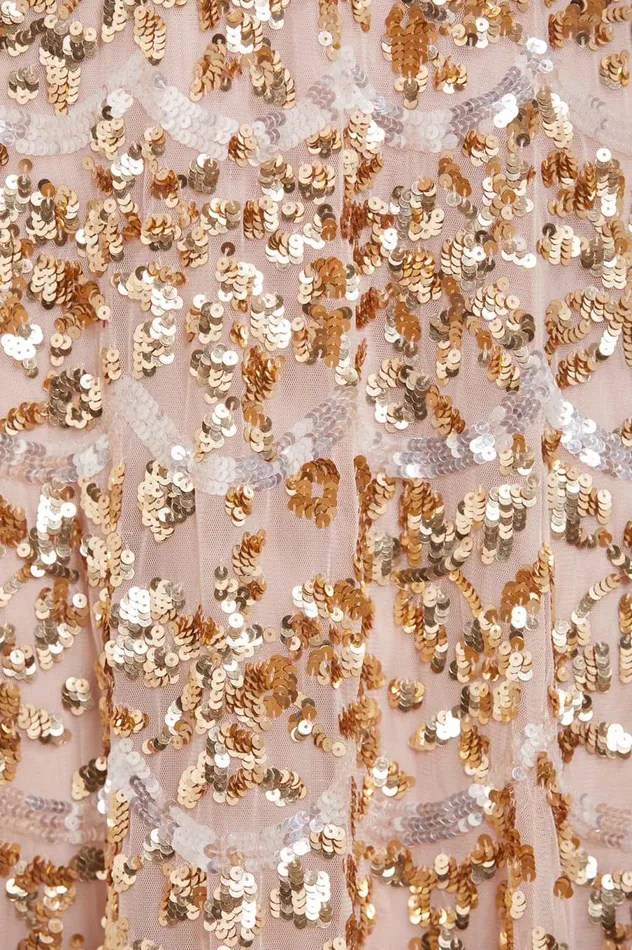 Women Embellished Dresses Needle and Thread Alicia Scallop Gown Gold