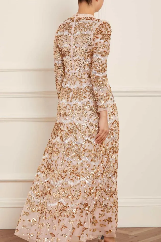Women Embellished Dresses Needle and Thread Alicia Scallop Gown Gold