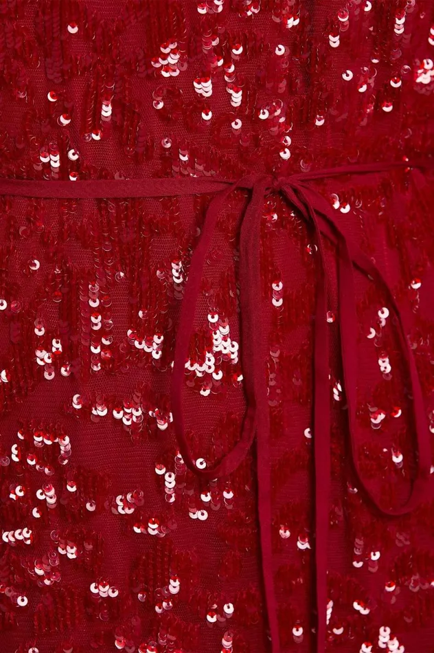 Women Embellished Dresses Needle and Thread Annie Sequin Tiered Mini Dress Red