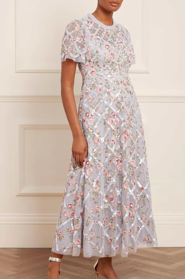 Women Embellished Dresses Needle and Thread Athena Rose Ankle Gown Blue