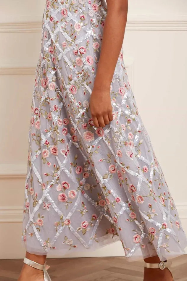 Women Embellished Dresses Needle and Thread Athena Rose Ankle Gown Blue Women Embellished Dresses Needle and Thread Athena Rose Ankle Gown Blue