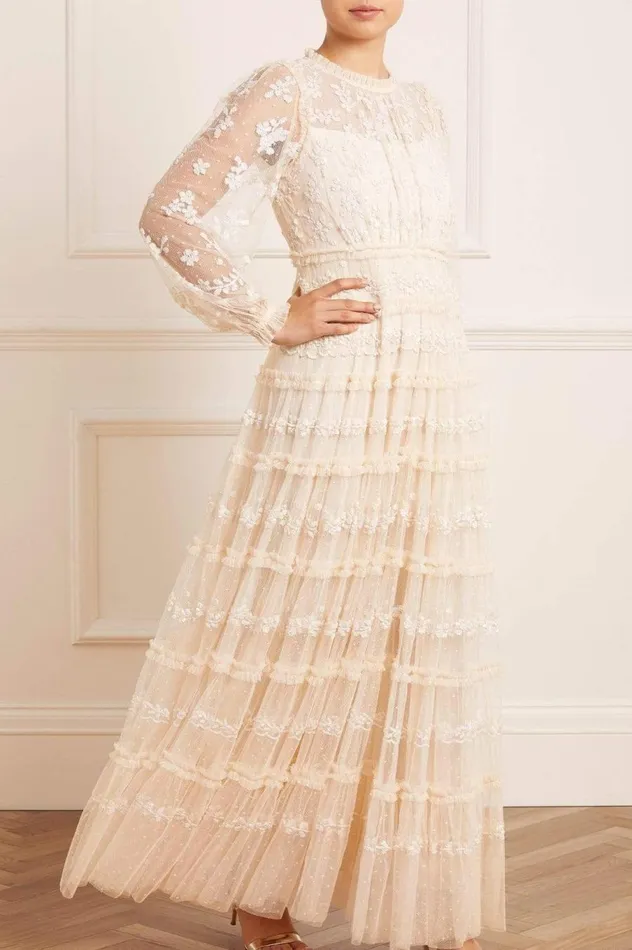 Women Embellished Dresses Needle and Thread Eve Sequin Gown Champagne