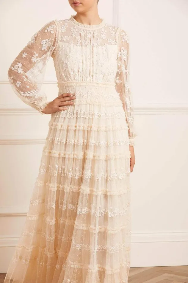 Women Embellished Dresses Needle and Thread Eve Sequin Gown Champagne