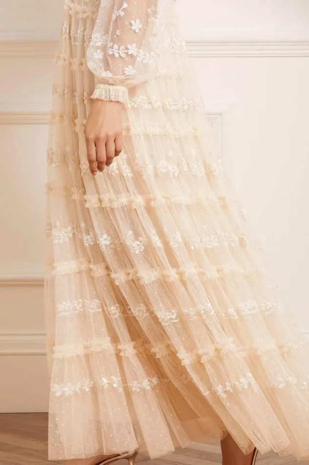 Women Embellished Dresses Needle and Thread Eve Sequin Gown Champagne