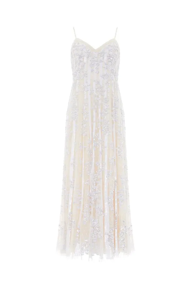 Women Embellished Dresses Needle and Thread Floral Evermore Sequin Cami Ankle Gown Champagne