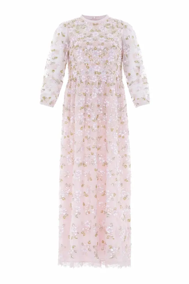 Women Embellished Dresses Needle and Thread Lena Long Sleeve Ankle Gown Pink Women Embellished Dresses Needle and Thread Lena Long Sleeve Ankle Gown Pink