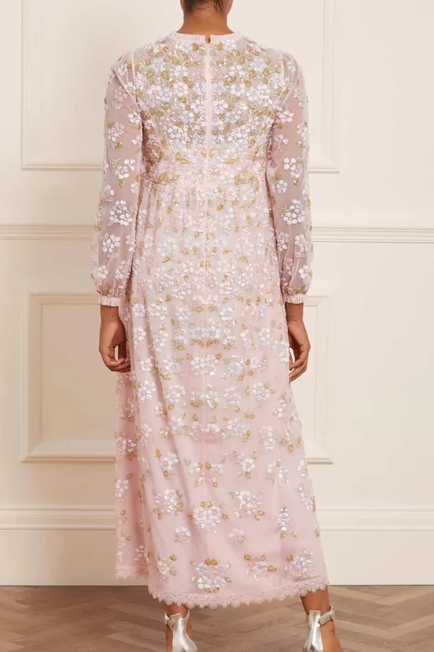 Women Embellished Dresses Needle and Thread Lena Long Sleeve Ankle Gown Pink Women Embellished Dresses Needle and Thread Lena Long Sleeve Ankle Gown Pink