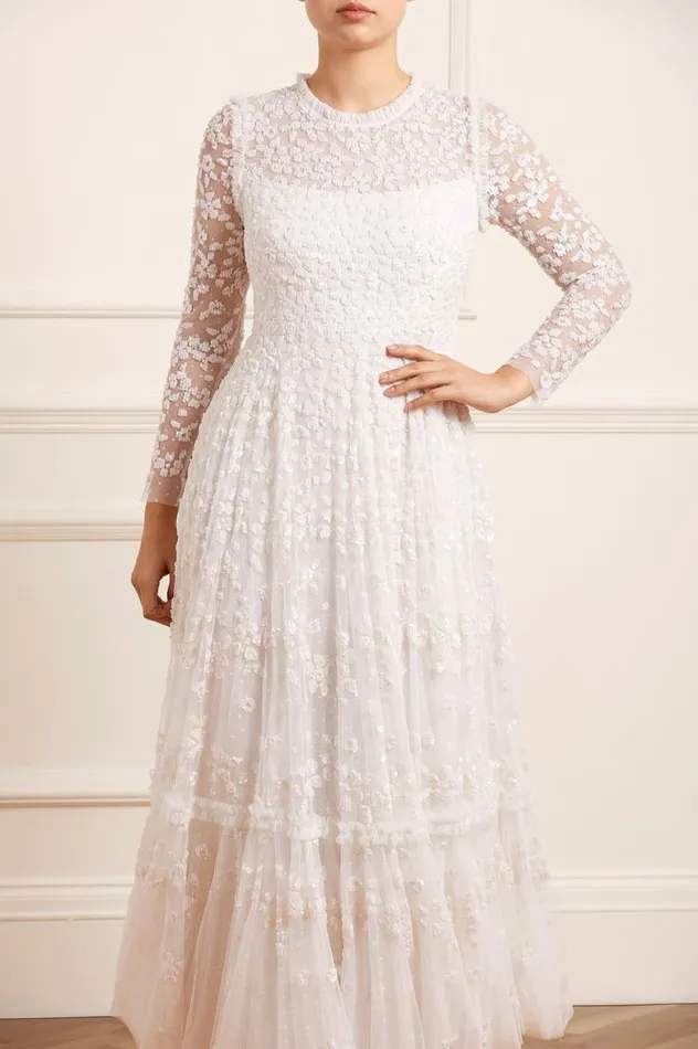 Women Embellished Dresses Needle and Thread Margot Ankle Gown White