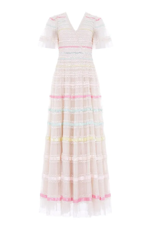 Women Embellished Dresses Needle and Thread Rainbow Gown Rainbow