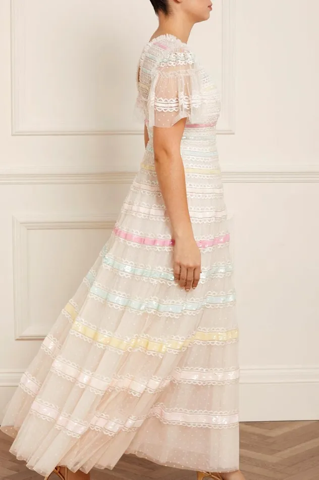 Women Embellished Dresses Needle and Thread Rainbow Gown Rainbow
