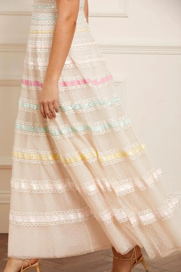 Women Embellished Dresses Needle and Thread Rainbow Gown Rainbow
