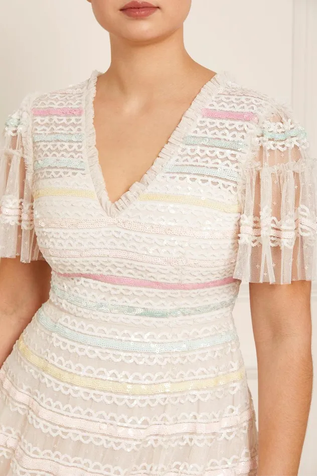 Women Embellished Dresses Needle and Thread Rainbow Gown Rainbow